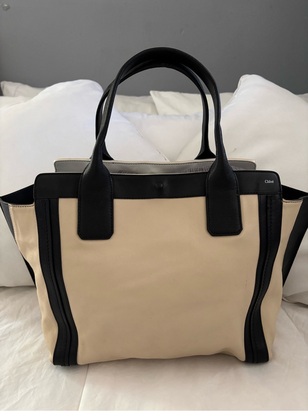Chloe Allison black and beige Leather Tote Bag